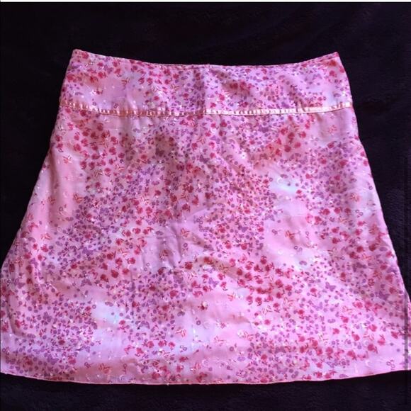 Vintage 90s Exact Change embroidered ribbon accent pink floral skirt, size XL - Picture 1 of 12